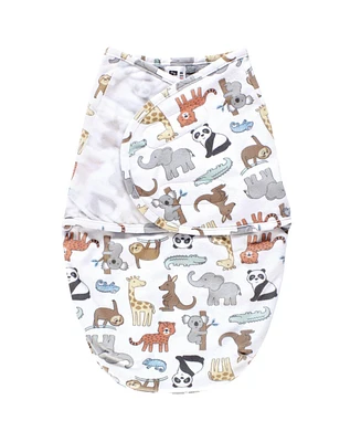 Hudson Baby Baby Boys Hudson Plush Faux Fur Swaddle Wrap, Zoo Animals, 0-3 Months