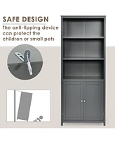 Bookcase Shelving Storage Wooden Cabinet Unit Standing Display Bookcase with Doors
