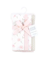 Hudson Baby Boys and Girls Cotton Poly Flannel Burp Cloths 8-Pack, Pink Honey Bunny, One Size