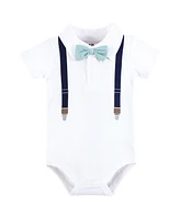 Hudson Baby Boys Cotton Bodysuits, Mint Navy Cuter Version, 9-12 Months