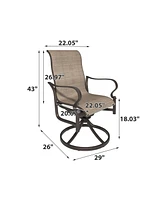 Mondawe Outdoor Cast Aluminum Swivel Rocking Chair with Textilene Seat and High Back (Set of 2)