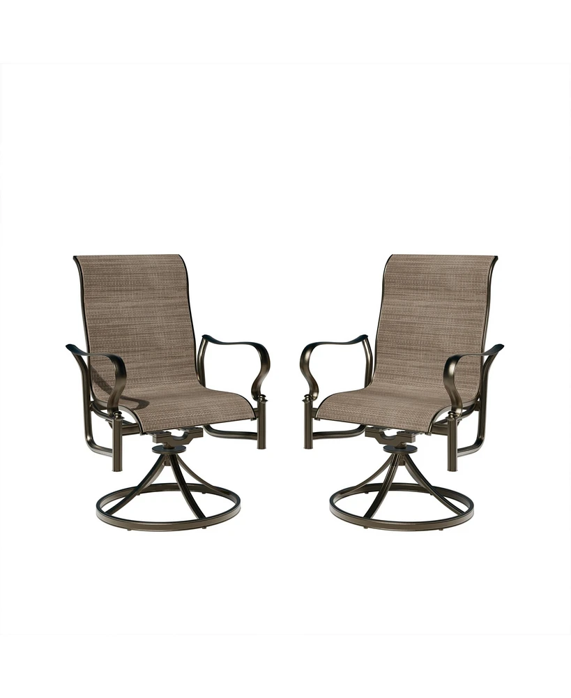 Mondawe Outdoor Cast Aluminum Swivel Rocking Chair with Textilene Seat and High Back (Set of 2)