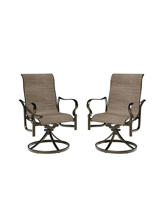Mondawe Outdoor Cast Aluminum Swivel Rocking Chair with Textilene Seat and High Back (Set of 2)