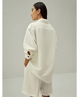 Lilysilk Women's Oversized Silk-Linen Blend Shirt