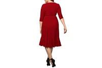 Kiyonna Women's Plus Whimsy Ruffled Midi Wrap Dress