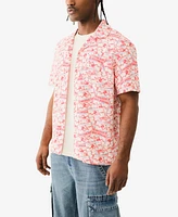 True Religion Men's Short Sleeve Camp Allover Print Shirt