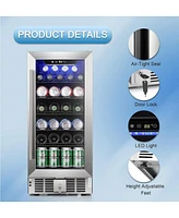 Cowsar 2.9 CuFt Beverage Cooler, 115-Can, Quiet, Glass Door, Safety Lock, Stainless Handle