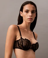 Calvin Klein Women's Ck Black Floral Lace Unlined Balconette Bra QF8028