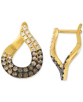 Le Vian Chocolate Ombre Diamond Small Spiral Hoop Earrings (1 ct. t.w.) in 14k Gold, 0.67"