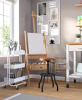 Seville Classics Acacia Wood Seat Pneumatic Adjustable Work Stool