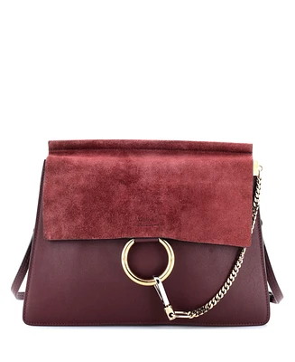 Pre-Owned Chloe Medium Faye Shoulder Bag Leather and Suede