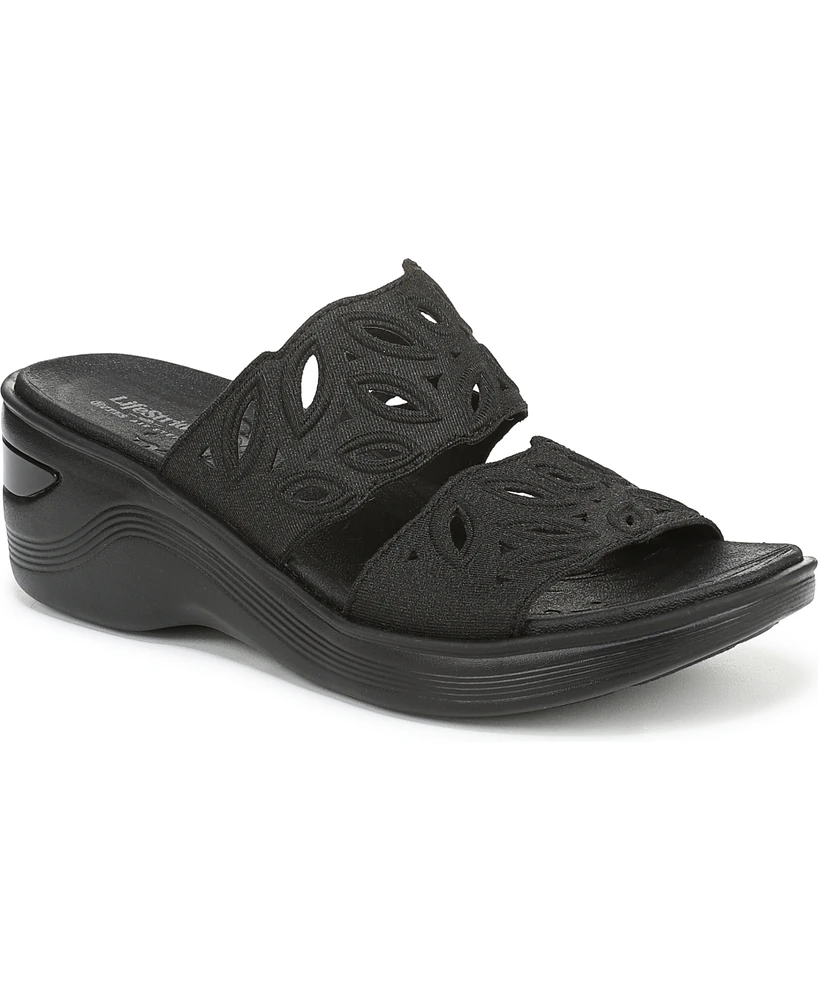 LifeStride Women's Delight Washable Slide Wedge Sandals