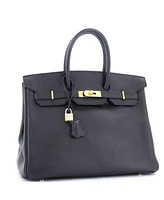 Pre-Owned Hermes Birkin 35 Handbag Black Ardennes with Gold Hardware