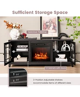 58 Inch Fireplace Tv Stand with Adjustable Shelves for TVs up to 65 Inch