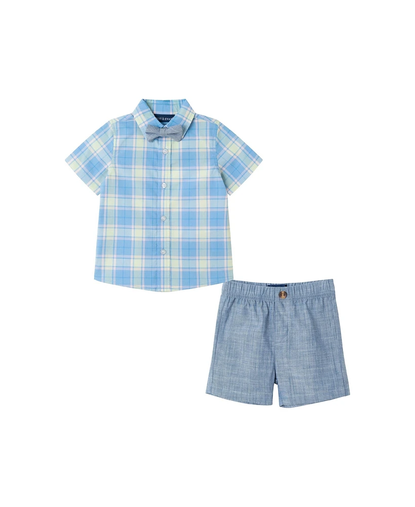 Andy & Evan Baby Boys 4 Peice Plaid Short Set