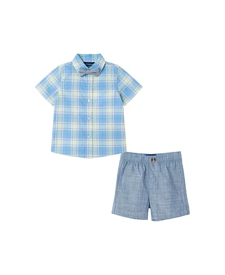 Andy & Evan Baby Boys 4 Peice Plaid Short Set