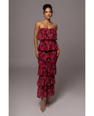 Jluxlabel Women's Floral Casa Blanca Ruffle Dress