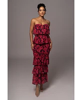 Jluxlabel Women's Floral Casa Blanca Ruffle Dress