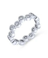 Bling Jewelry Bubble Circle Geometric Zig Zag Cubic Zirconia Bezel Band Cz Eternity Ring .925 Sterling Silver