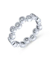 Bling Jewelry Bubble Circle Geometric Zig Zag Cubic Zirconia Bezel Band Cz Eternity Ring .925 Sterling Silver