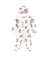 Hudson Baby Baby Girls Hudson Thermal Preemie Sleep and Play and Cap Set, Dusty Rose Floral, Preemie