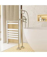 3-Handle Traditional Freestanding Bathtub Faucet (Brush Nickel)