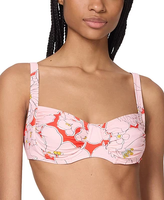 Kate Spade New York Women's Printed Shirred Bikini Top