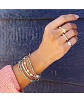 Non-Tarnishing 3mm Gold Filled Ball and Teal Glass Bead Stretch Bracelet