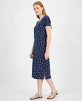 Tommy Hilfiger Women's Island Dot V-Neck Midi Dress