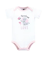 Hudson Baby Girls Cotton Bodysuits, Elephant Butterfly, 9-12 Months