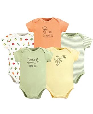 Touched by Nature Baby Boys Organic Cotton Bodysuits, Peas And Thank You, Preemie