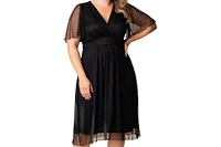 Kiyonna Plus Margot Mesh Cocktail Dress