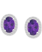 Blue Topaz (2 ct. t.w.) & Created White Sapphire (1/5 Stud Earrings 10k Gold