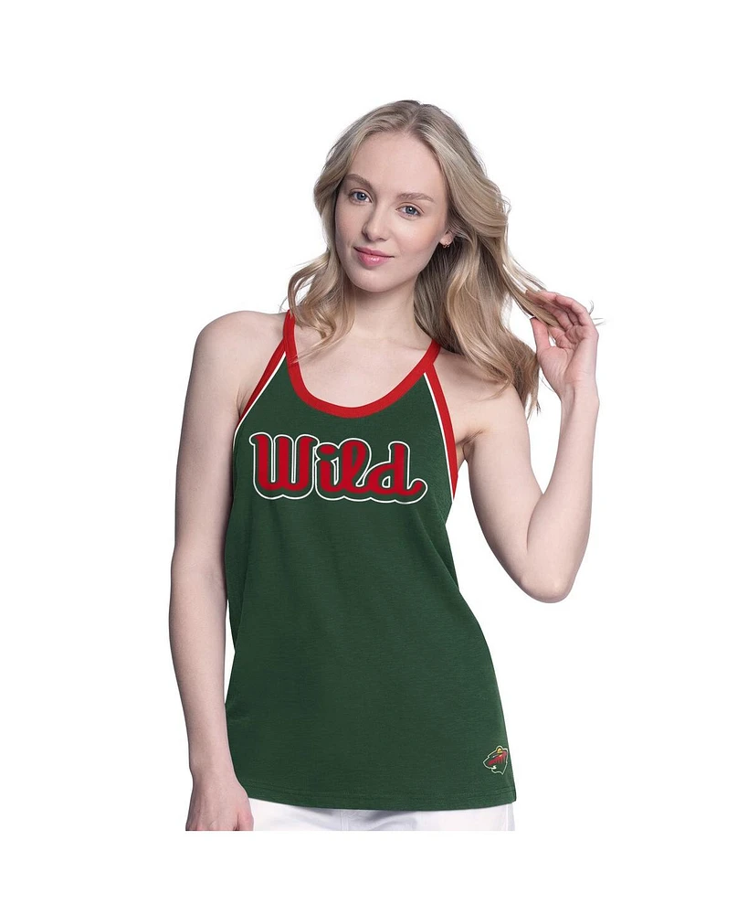 G-iii 4Her by Carl Banks Women's Green Minnesota Wild Curveball Racerback Tank Top