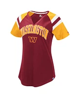 Starter Women's Burgundy Washington Commanders Game On Notch Neck Raglan T-Shirt