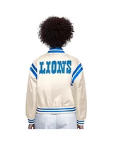 Starter Women's Cream Detroit Lions Full Count Full-Snap Satin Jacket
