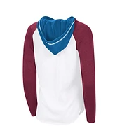 G-iii 4Her by Carl Banks Women's White Colorado Avalanche Vip Raglan Long Sleeve Hoodie T-Shirt
