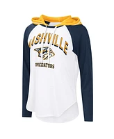G-iii 4Her by Carl Banks Women's White Nashville Predators Vip Raglan Long Sleeve Hoodie T-Shirt