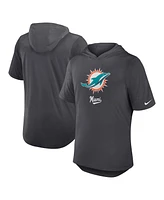 Nike Men's Anthracite Miami Dolphins Tri-Blend Performance Hoodie T-Shirt