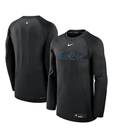 Nike Men's Black Miami Marlins Authentic Collection Game Time Raglan Performance Long Sleeve T-Shirt