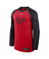 Nike Men's Red/Navy Minnesota Twins Authentic Collection Game Time Raglan Performance Long Sleeve T-Shirt