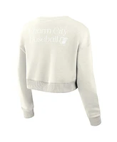 Fanatics Women's Cream Baltimore Orioles Relax Studio Cropped Pullover Sweatshirt