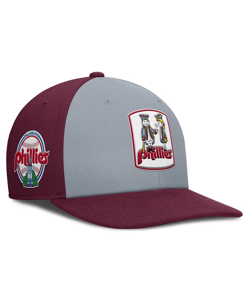 Nike Men's Gray/Burgundy Philadelphia Phillies Pro Performance Snapback Hat