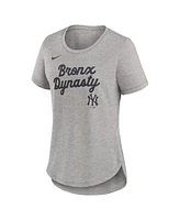 Nike Women's Heather Gray New York Yankees Script Tri-Blend T-Shirt