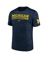 Nike Men's Navy Michigan Wolverines Velocity Baseball Wordmark Stack Performance T-Shirt