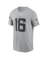 Nike Men's Trevor Lawrence Gray Jacksonville Jaguars 2024 Salute To Service Name Number T-Shirt
