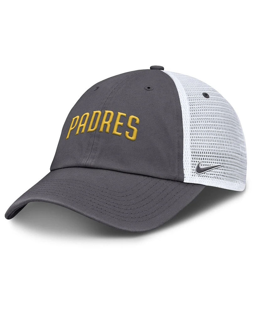 Nike Men's Gray San Diego Padres Wordmark Club Adjustable Trucker Hat