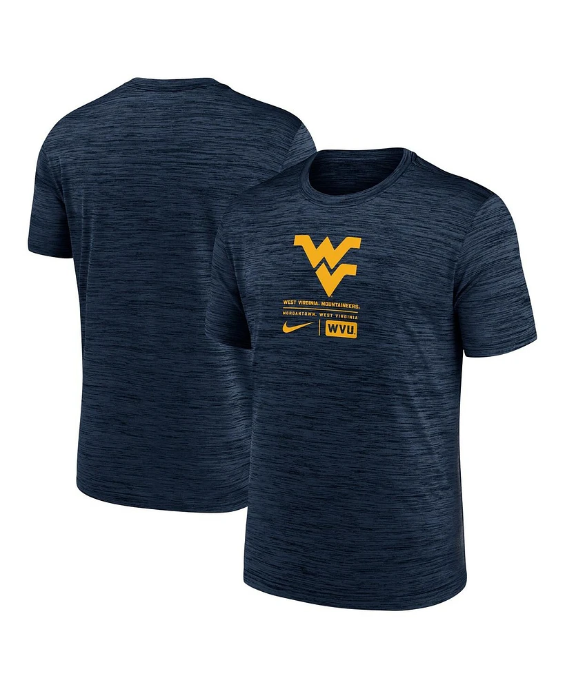 Nike Men's Navy West Virginia Mountaineers Campus Center Block Velocity Performance T-Shirt