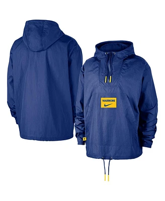 Nike Men's Royal Golden State Warriors Courtside Premium Club Anorak Quarter-Zip Pullover Hoodie