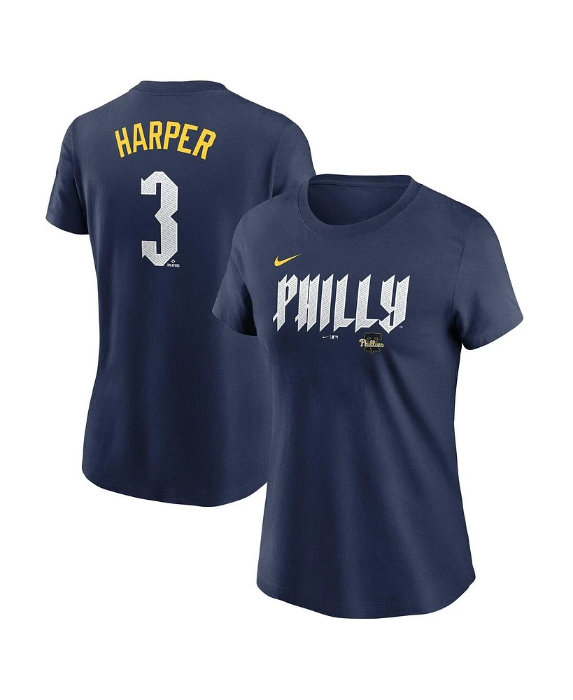 Nike Women's Bryce Harper Navy Philadelphia Phillies 2024 City Connect Fuse Player Name Number T-Shirt